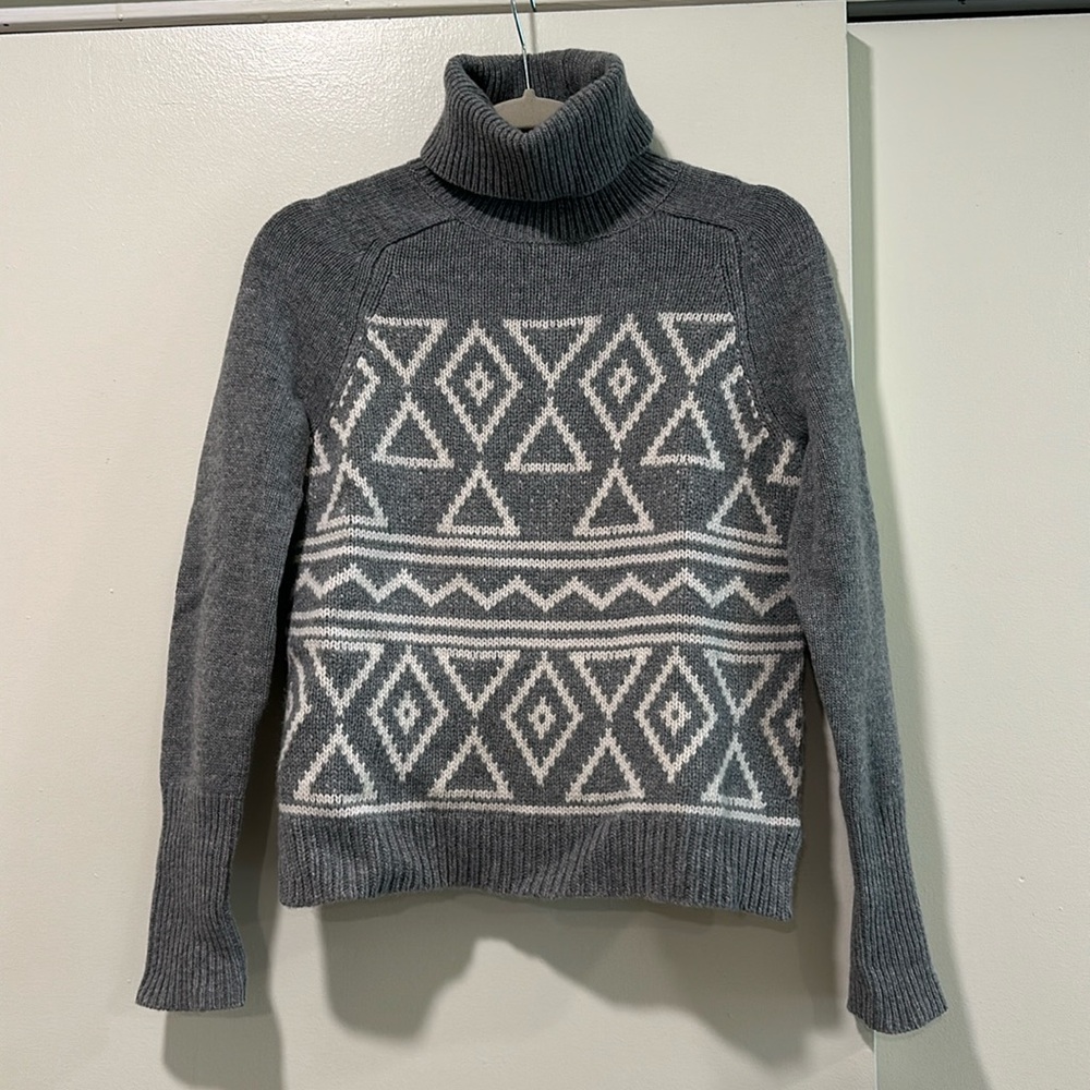 J.Crew Grey & White Geometric Turtleneck Sweater Size XXS